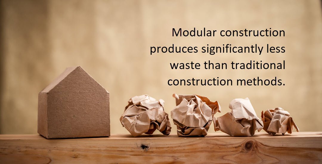 Modular construction produces significantly less waste than traditional construction methods.