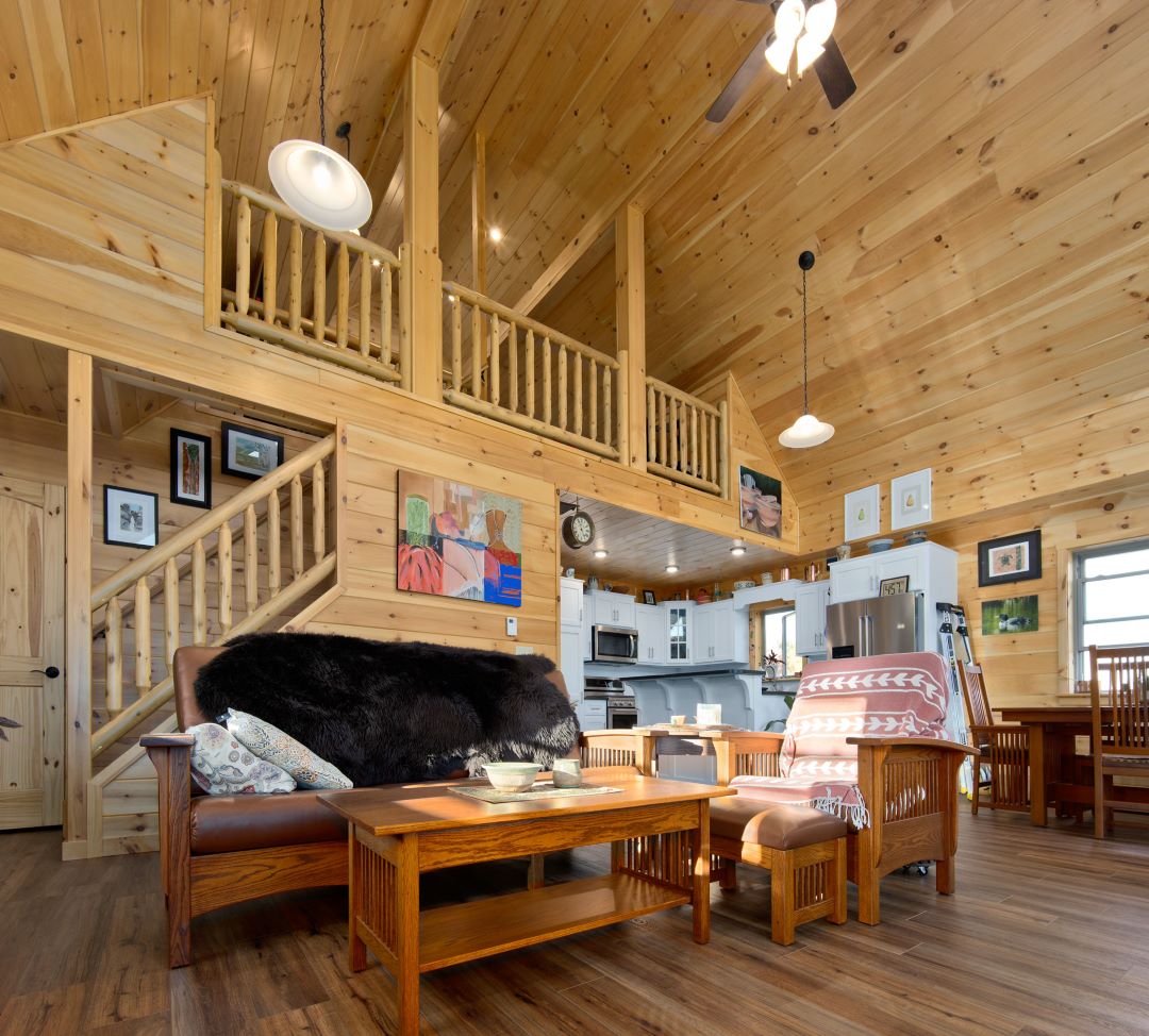28x48-Chalet-Log-Cabin-Rob-2 Open floor plan